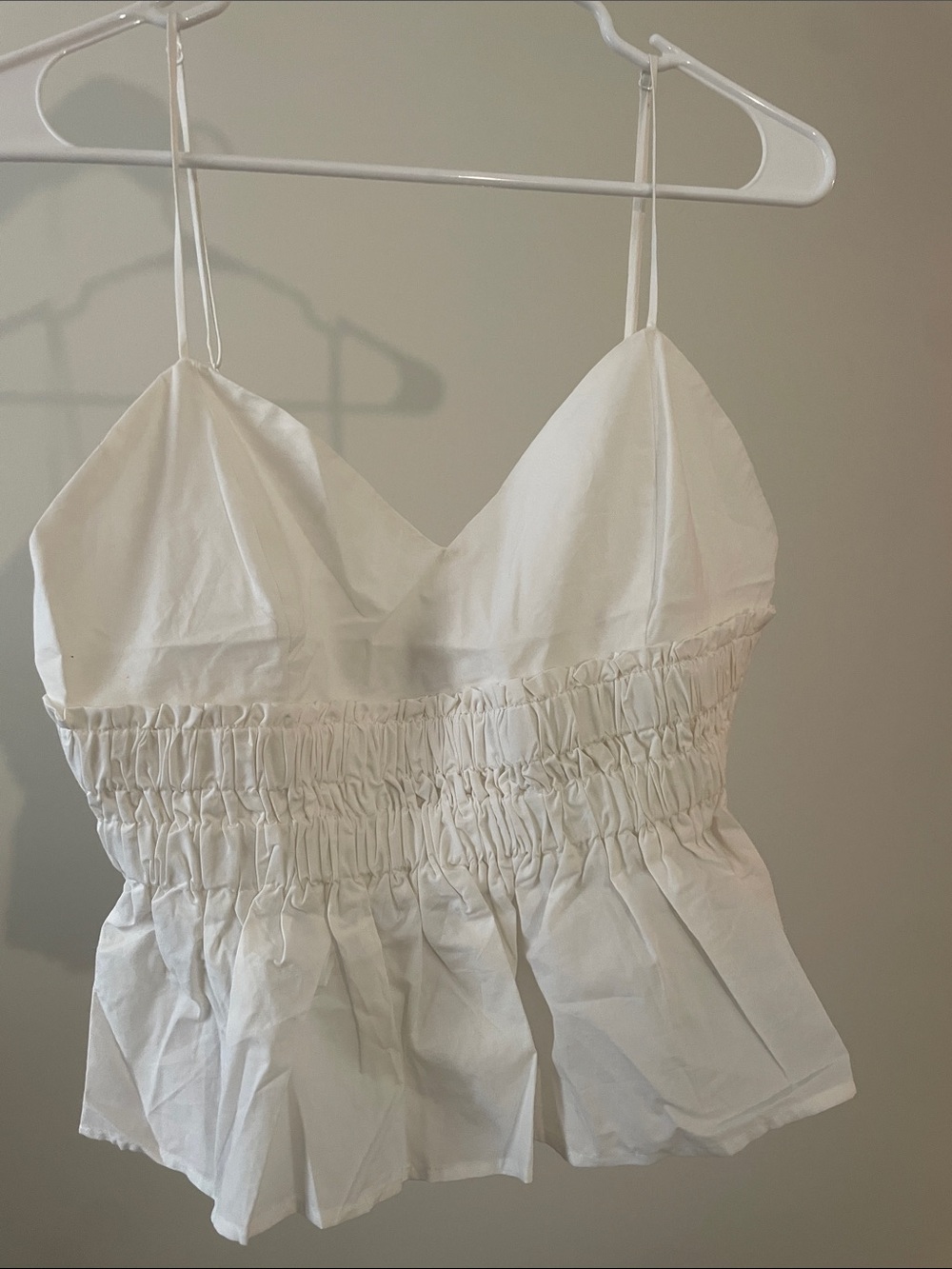Express White Smocked Cotton Tank